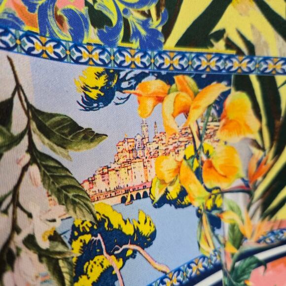 ASOS Tropical Multi Print Dress Scuba Open Back Fit Flare Tomato Girl Women 4 - Picture 10 of 14